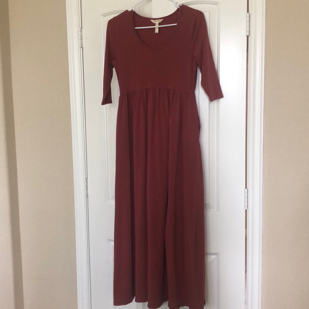 Gorgeous Matilda Jane by Joanna Gaines burnt sienna maxi dress. 3/4 sleeves.